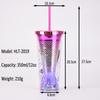 Double Layer Plastic Cup Creative Gradual Change Mermaid Tail Straw Cup Appearance Electroplating Color Sequined Water Cup