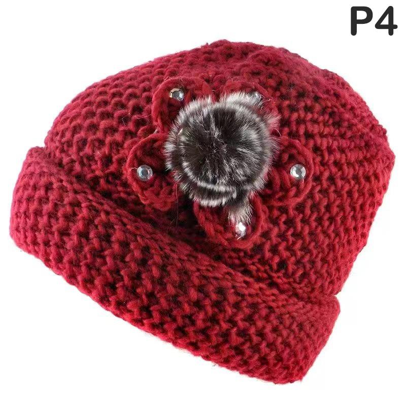 1Pc Bonnets For Women Winter Hats  Head Warmer Floral Cross Knitted Hat Ladies Warm Winter Hat Beanies Women Hat