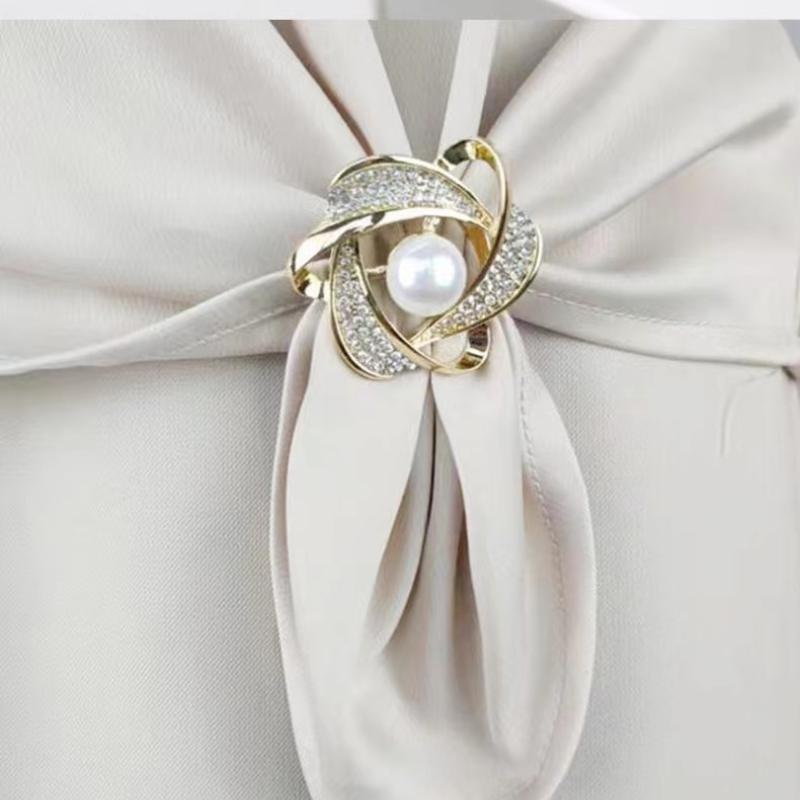 Rhinestone Pearl Fashion Jewelry Scarf Ring Women Scarf Buckle Shawl Clip Korean Style Brooch Pins