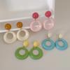 Hong Kong Retro Oval Acrylic Geometric Earrings with S925 Silver Needle
