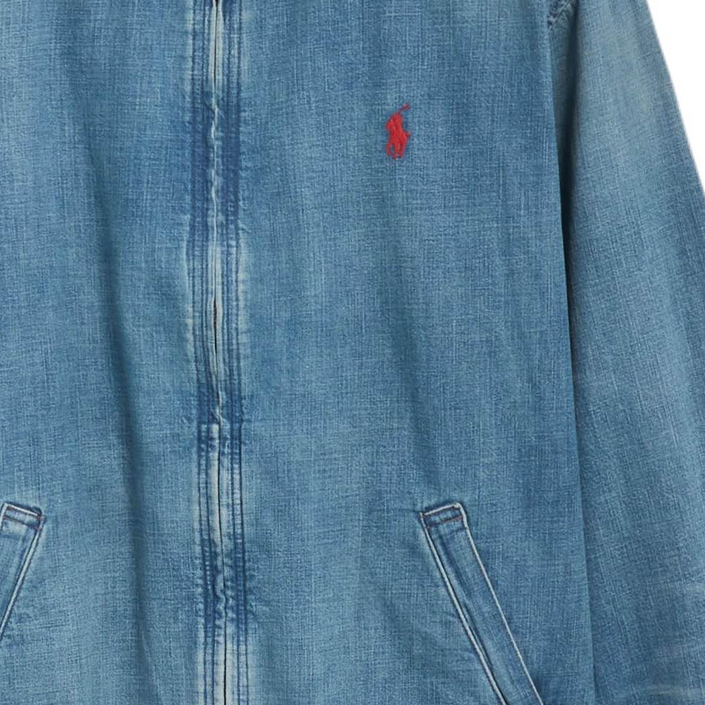 Polo Ralph Lauren Logo Zip Long Sleeve Denim Jacket Men jackets Blue 710956619-001