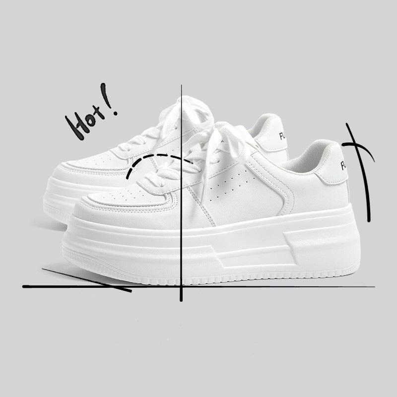 Platform white shoes women's 2025 spring new women's shoes heightened versatile casual sports shoes sub-board shoes popular muffin