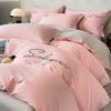 Luxury Embroidery Bedding Set Egyptian Cotton 400TC Duvet Cover Flat Fittedsheet Single Double Queen King Quilt Cover Pillowcase