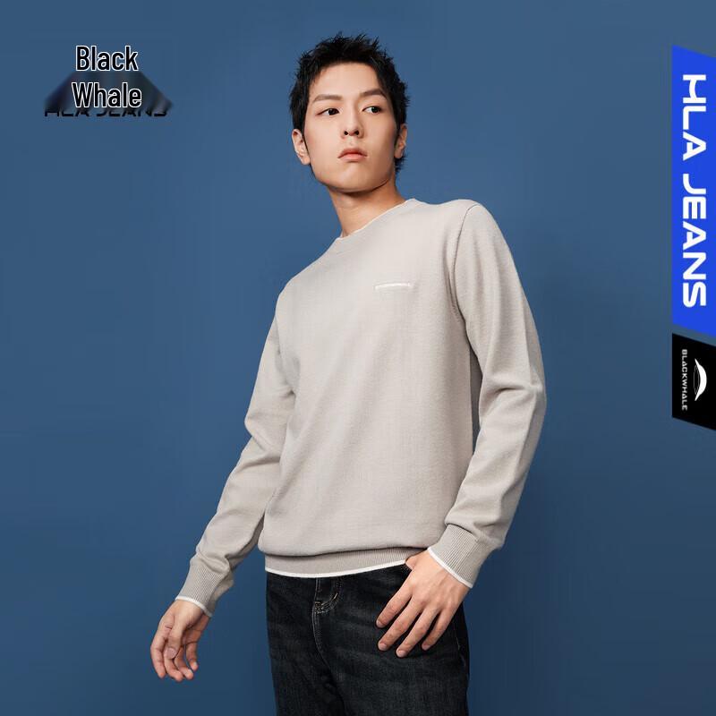 

HLA Black Whale Men s Faux Layered Knitted Pullover L