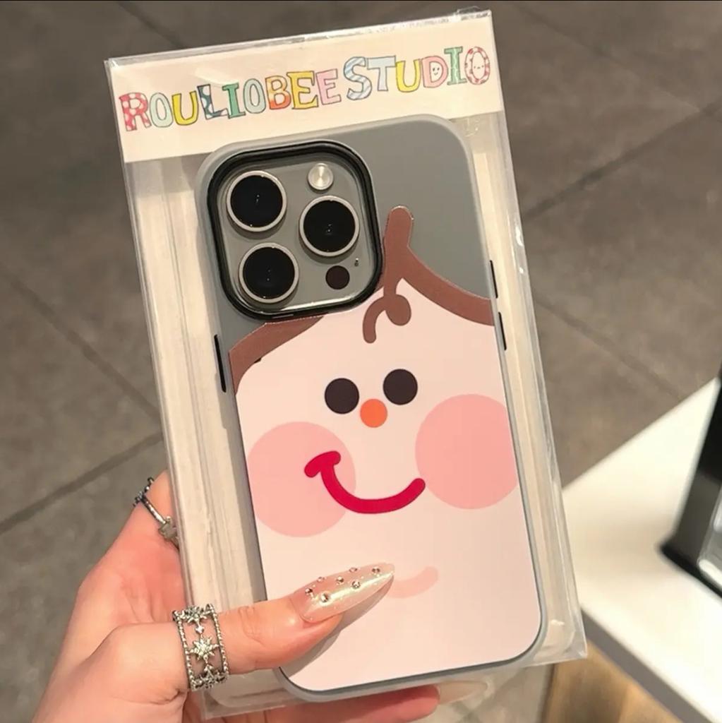 Cute square face expression applies to iPhone16/17promax mobile phone case Apple 15 skin matte 13/14 set