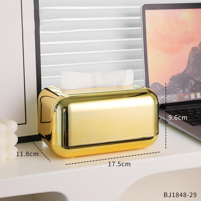 Fashionable Luxury Gold Tissue Box Series Storage Napkin Holder Paper Box Decoration Desktop Tissue Holder Kitchen Tissue Box