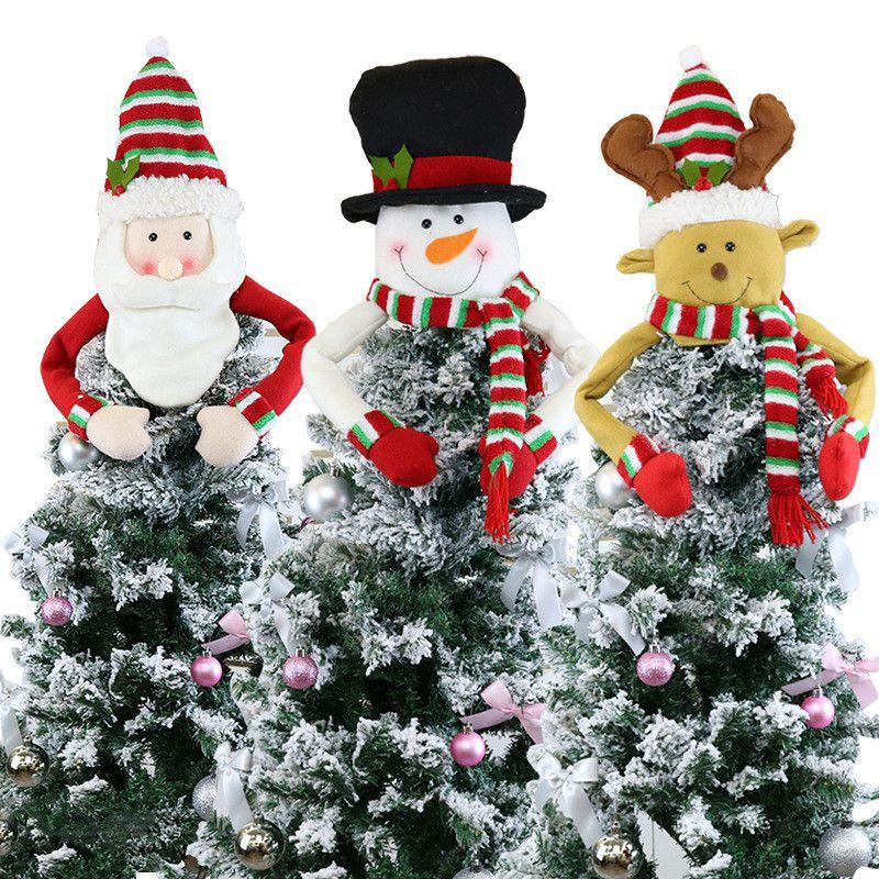 Top Christmas Tree Topper Cover Snowman Hat Xmas Tree Ornaments Home Decoration