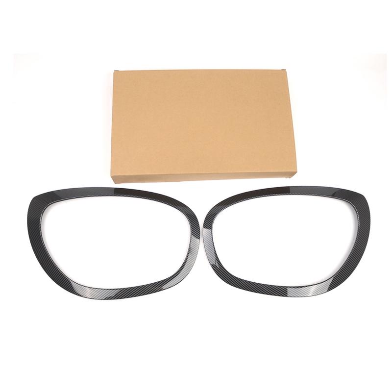 Headlight Bezel Ring Trim for Mini F60 F61 2017- Carbon Fiber Pattern ABS Exterior Frame 51137388117 51137388118 Direct Fit