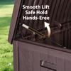 Outdoor Storage Box Lockable Waterproof Storage Bin UV-Resistant Deck Box Garden Patio Case Furniture Wood Grain Organizer