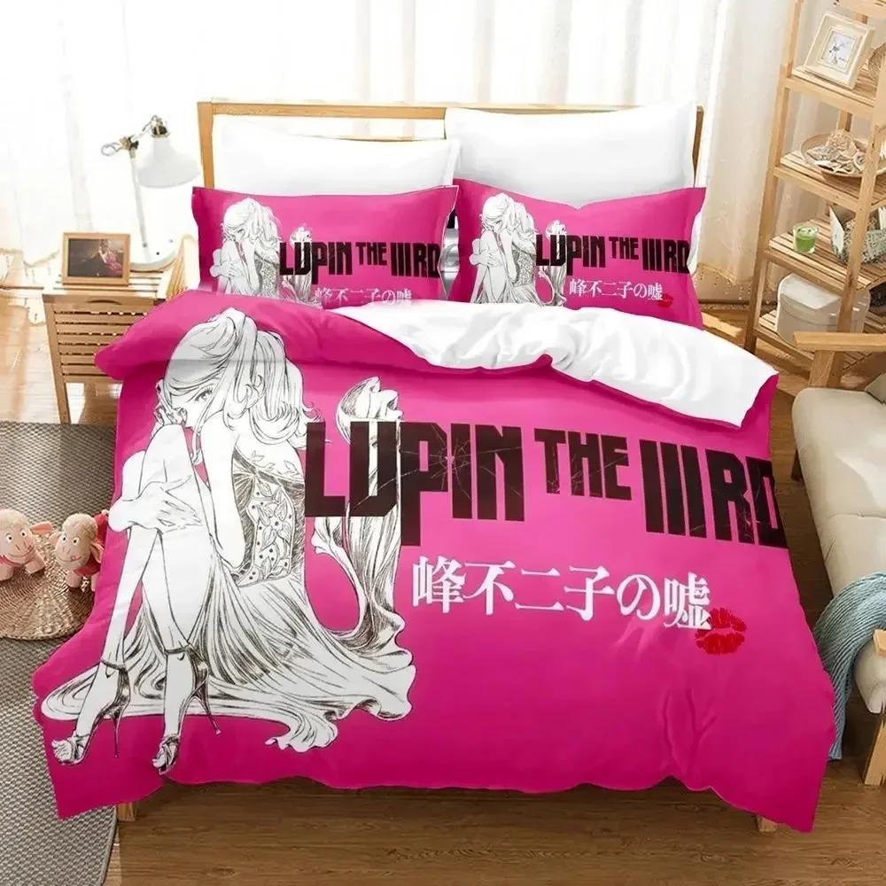 Anime Lupin Third Mine Fujiko Bedding Set Boys Girls Twin Queen Size Duvet Cover Pillowcase Bed Kids Adult Home Textileextile