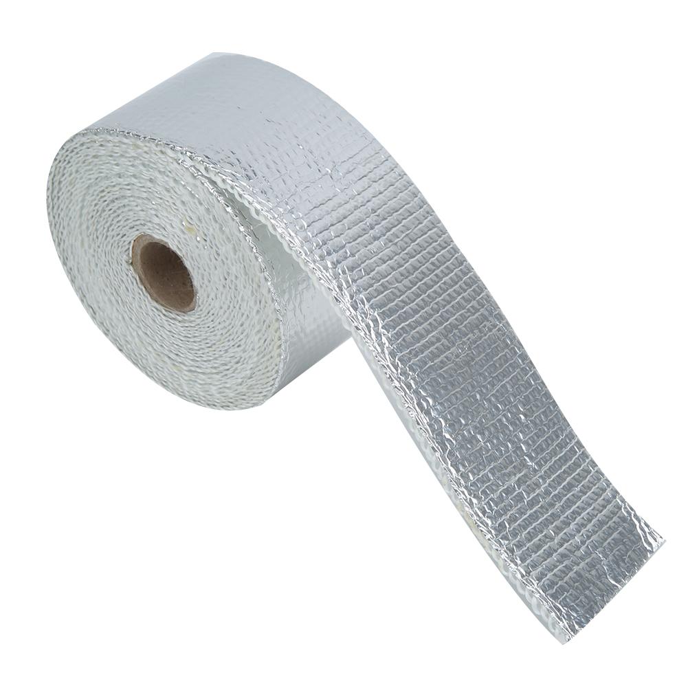 5m Silver Car Heat Insulation Exhaust Header Pipe Wrap Cloth with Strap Auto Accessories
