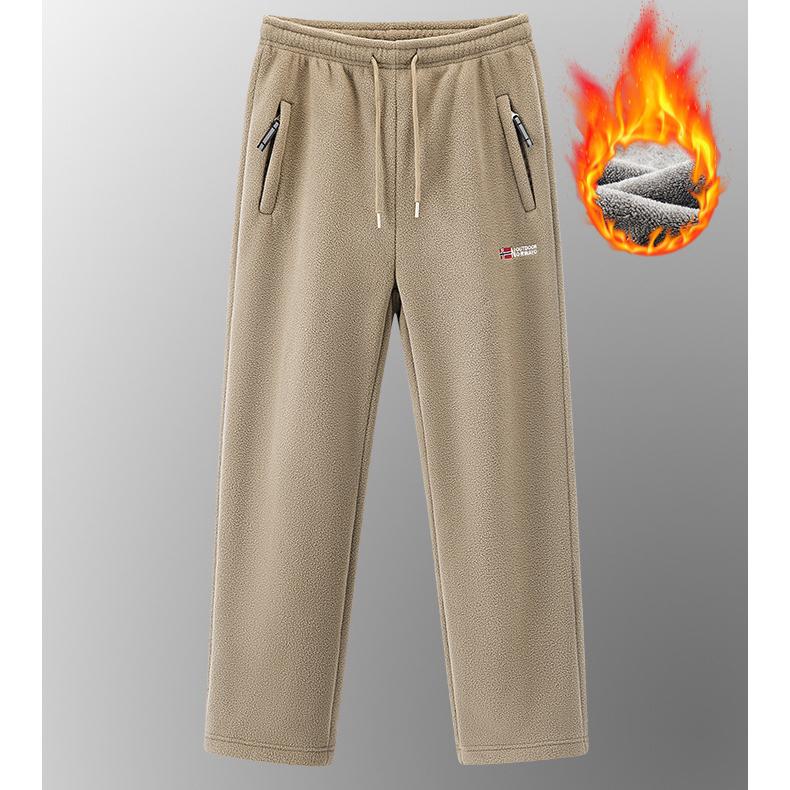 Autumn Winter Fleece Ski Pants Men's High Quality Extreme Cold Wool Thick Warm Trousers Women Outdoor Camping Work Sweatpants