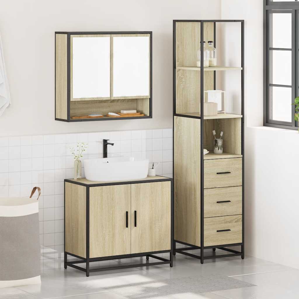 3 Piece Bathroom Furniture Set in Sonoma Oak Particleboard