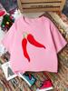 Vivid Red Chili Simple Print Kids Tee Boys Girls Family Matching Short Sleeve Soft Breathable Daily Parent Child Comfort Tops