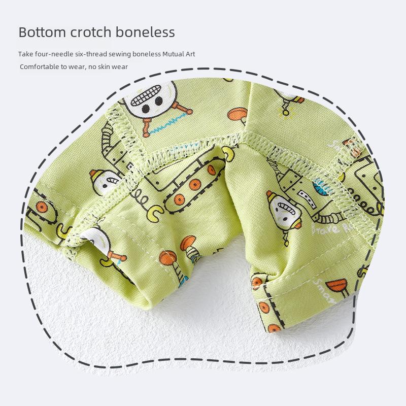 Children's Breathable Cotton Boxer Briefs - Cartoon Design for Boys, Available In Sizes Small To Large.