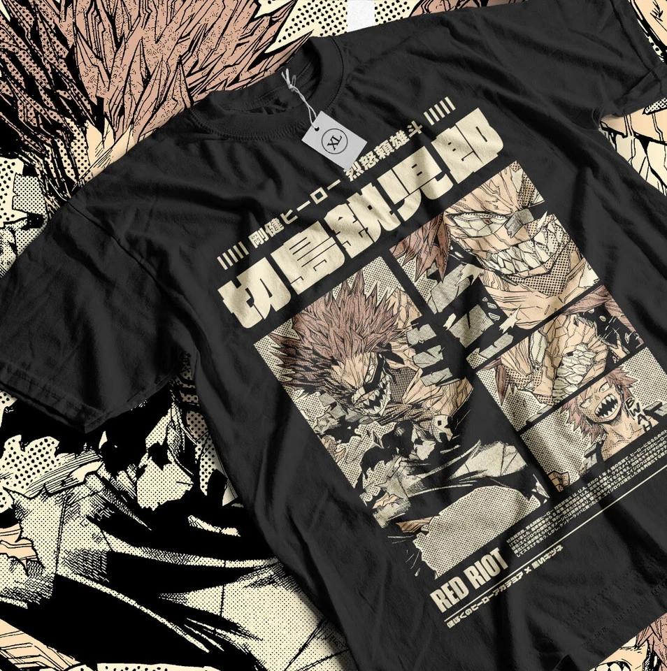 Eijiro Kirishima Tshirt Red Riot My Hero Academia Anime Gift Shirt Black S