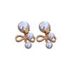 Gold-Plated Silver Bow Pearl Earrings: Retro, Elegant, and Luxurious Studs