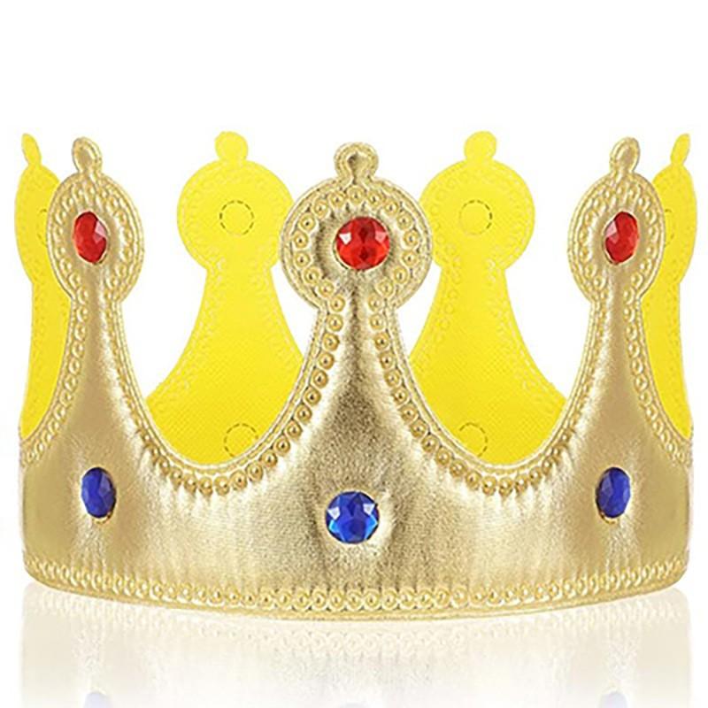 1PC Carnival Christmas Party Children's Ball Headgear Stickers Diamond Flannel Gold Adult King Crown Crown