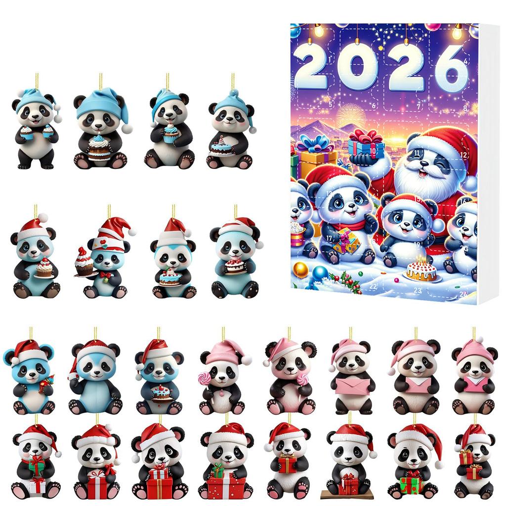 New product cartoon panda acrylic charm holiday calendar gift box toy