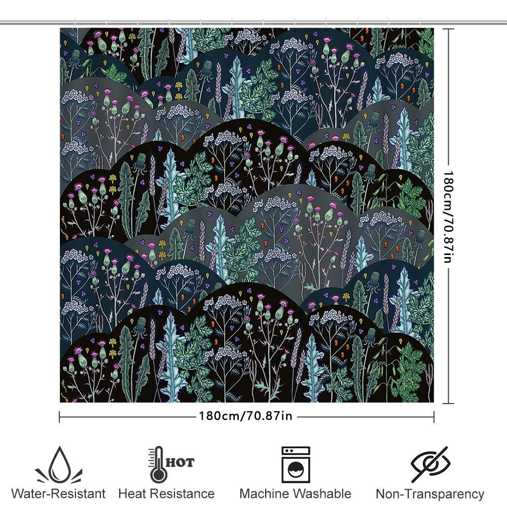 Botanical Shower Curtain Nature Floral Forest Green Plants Bathroom Decor Vintage Rustic Farmhouse Home Decor Wall Art