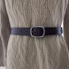 Girl Color Solid Fashionable Pure Leather Belt D Shaped Buckle Daily Use Casual