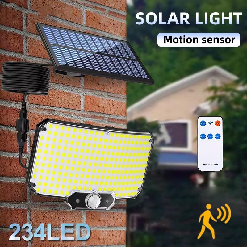 Solar Sensing Wall Light Intelligent 234LED Solar Light Outdoor Rechargeable Bright Street Light with Remote Control Decorative Garden Light
