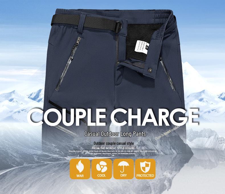 Men's and Women's Winter Fleece-Lined Windproof Pants: Warm, Thickened Softshell for Outdoor Wear, Available In Plus Sizes
