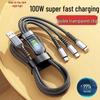 100W Schnellladekabel 3-in-1 USB-Kabel für Apple & Typ-C Autoladegeräte