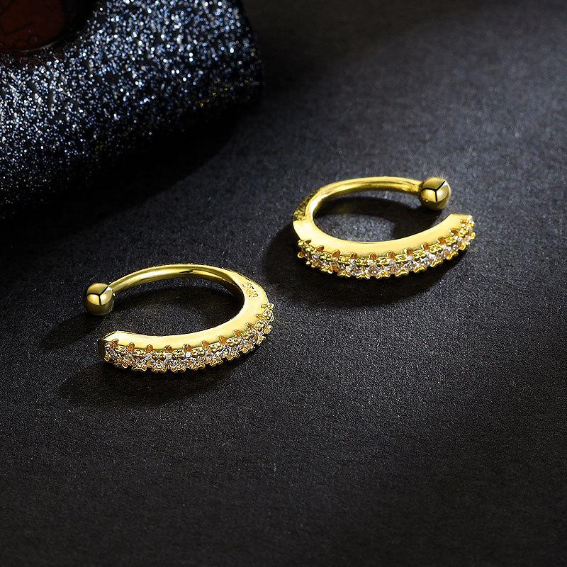 New Trendy Fashion Temperament Exaggerated Round Diamond-set Semi-round Ear Clips