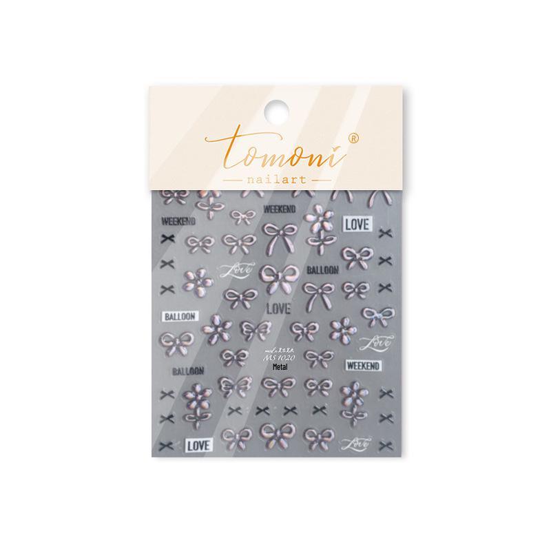 Tomoni Metal Nail Art Stickers: 3D Embossed Japanese Bow Tie Decoration