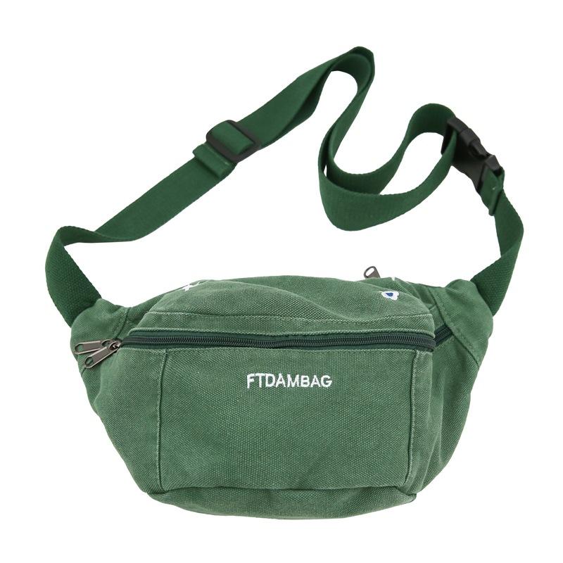 

Винтажная холщовая сумка из стираной ткани, нагрудная сумка, сумка через плечо зелёный