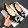 Fashion Large Size Flat Shoes for Women Spring Autumn New Fashion Rhinestone Shallow Mouth Boat Shoes Comfortable Pointed Luxury Shoes