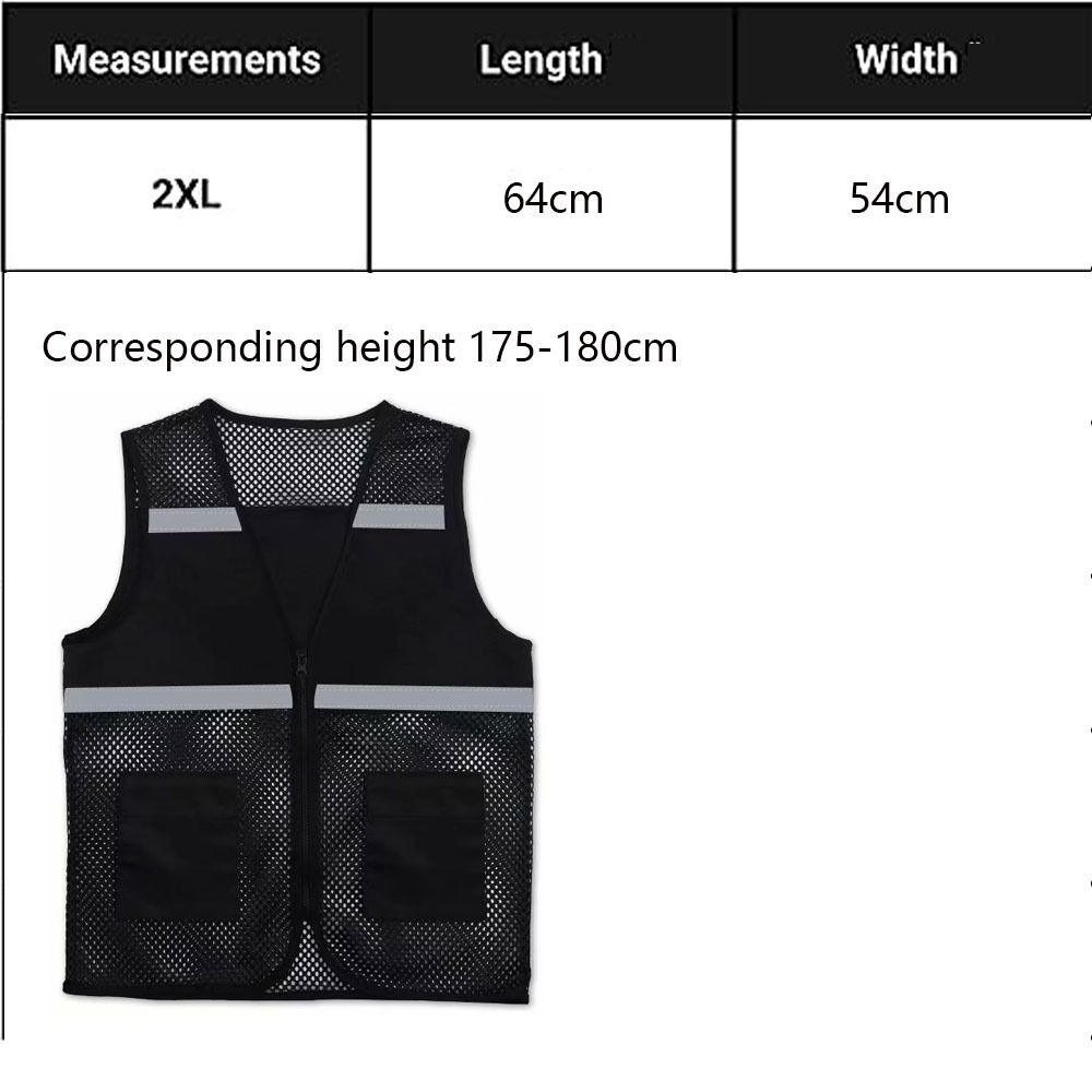 Vest With Reflective Strips Black Mesh Vest Safety Vest  Construction Traffic Railway Metro Workers