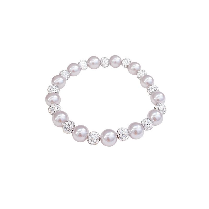 Light purple pearl bracelet necklace women's 5A zircon beaded collarbone chain Korean version new accessories