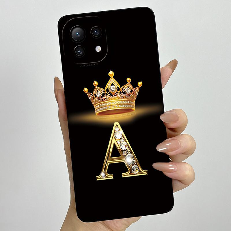 For Xiaomi Mi 11 Lite / 11 Lite 5G / 11 Lite 5G NE Crown Initial Letter Couple Phone Case Soft Silicone TPU Protective Casing