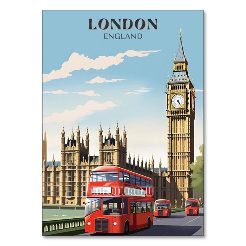 Urban Architecture Diamond Painting Kit London Street View DIY Full Round Mosaic Embroidery Home Decoration for Beginners