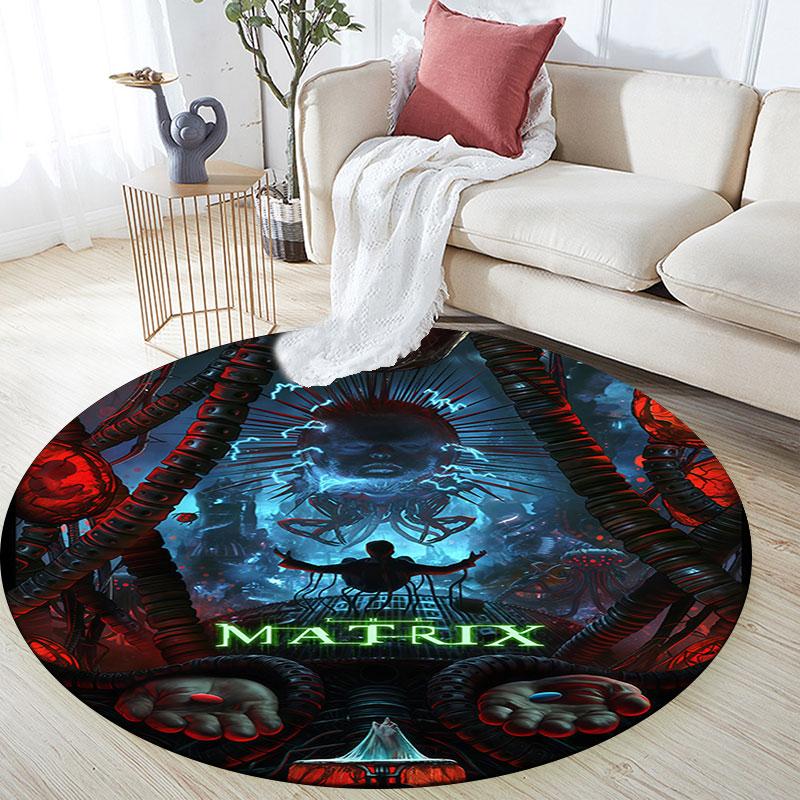 Matrix Pattern Round rug,Carpet Rug for Living Room Bedroom Playroom ,Non-slip Floor Mat,Holiday Gifts and Birthday Gifts.