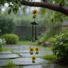 Outdoor Wind Piece Hanging Item with Flower Theme, Metal Top Hook Use for Porch Yard Gardens Display Near Entryway Seating, 35.4 X 4.33 Inches