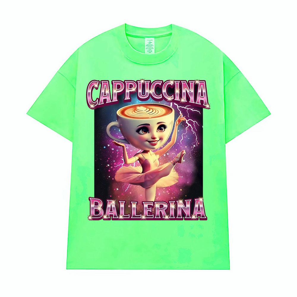 Cappuccina Ballerina Funnu Italian Brainrot Meme T Shirt Men Women Clothing Fashion Trending T Shirts Casual 100% Cotton T-shirt 4XL