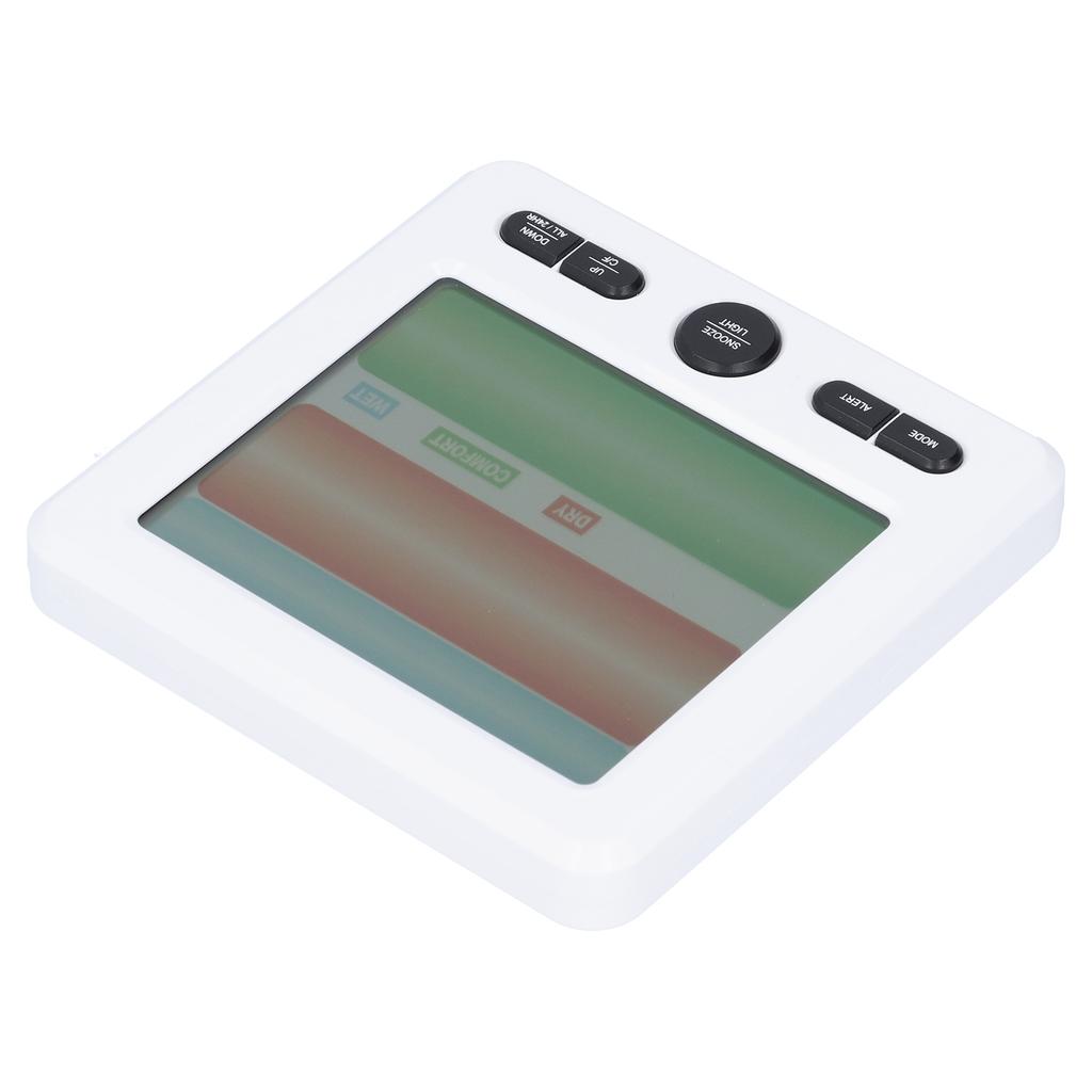 LCD Electronic Alarm Clock Temperature Humidity Monitoring Alarm for Indoor Home UseWhite