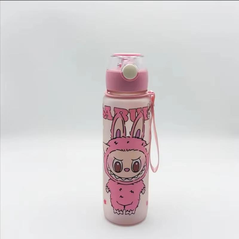 BPA-Free Visually Appealing Cartoon Water Bottle with Straw - Leak-Proof, Portable for Outdoor Sports, Fitness, Travel