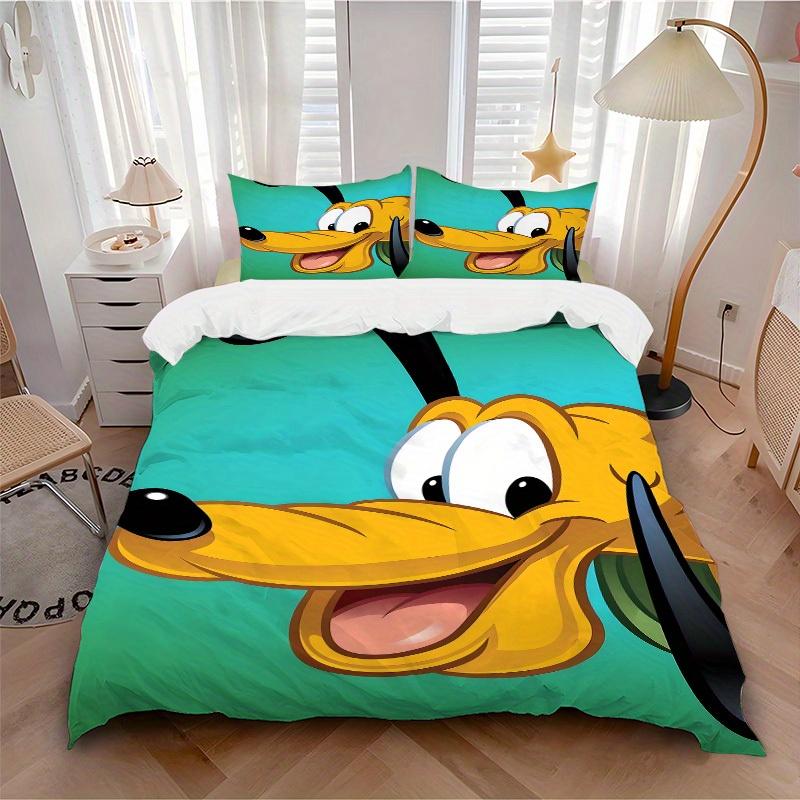 

3pcs set Pluto Dog1pc of quilt cover+2pcs of pillowcase, no core, print bedding, All Seasons Bedroom Setting090 135x200cm