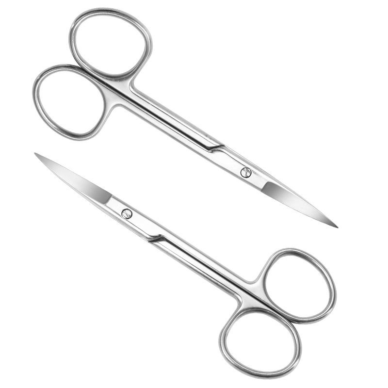Stainless Steel Beauty Scissors: Round Tip Nose, Curved Tip Beard, Makeup & Hairdressing Tools