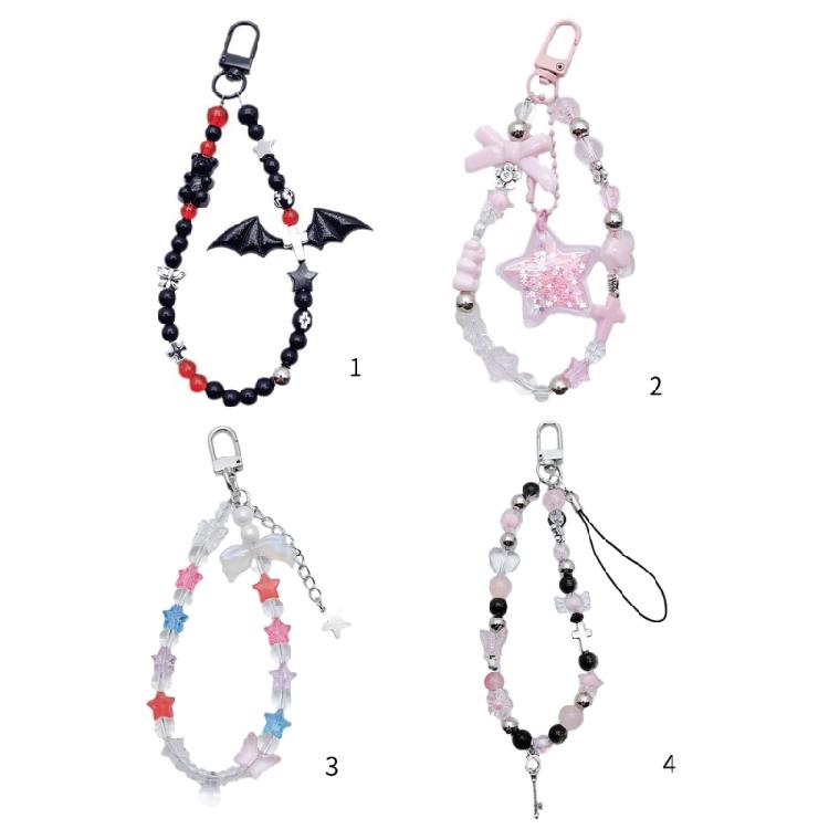 Fledermaus-Anhänger Handy-Schlaufen Schlüsselanhänger Kristall-Stern-Anhänger Kette Handy-Lanyard