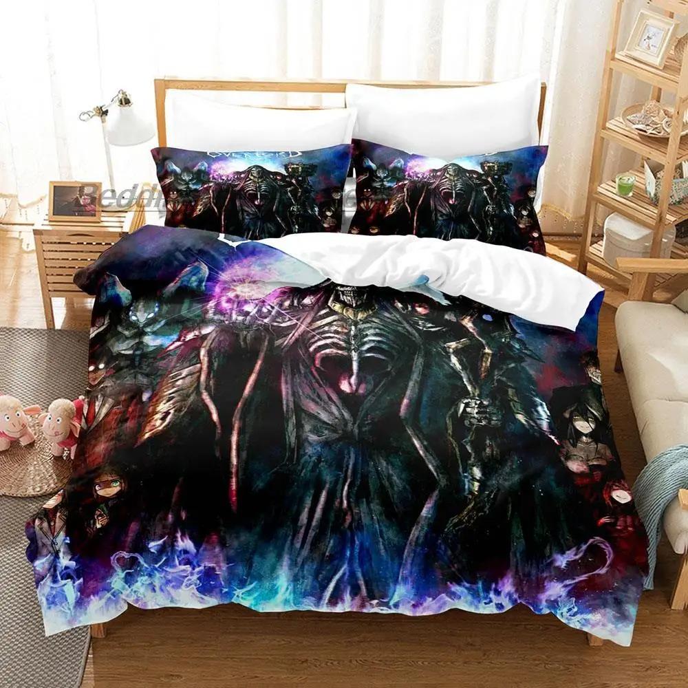 Overlord Bedding Collection Single Twin Full Queen King Size Bed Collection Aldult Kid Bedroom Duvetcover Collections 3D Print Skeleton Anime New