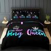 3Pcs Crown Letter Duvet Cover Set (1 Duvet Cover + 2 Pillowcase Without Pillow Insert), Soft And Breathable