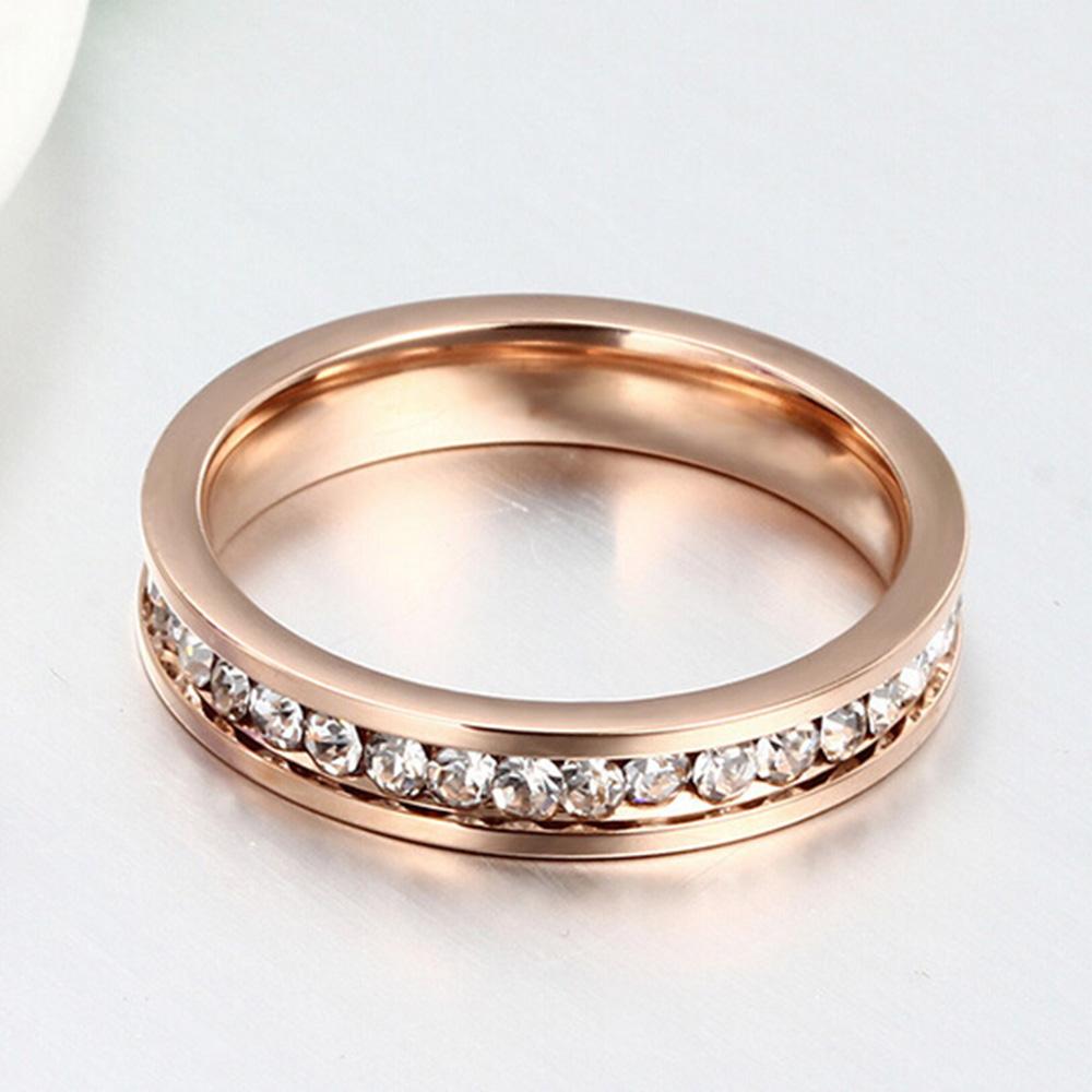 Wholesale of Versatile and Personalized 4MM Single-row Diamond-encrusted Couple Rings, Stainless Steel Rings and Accessories