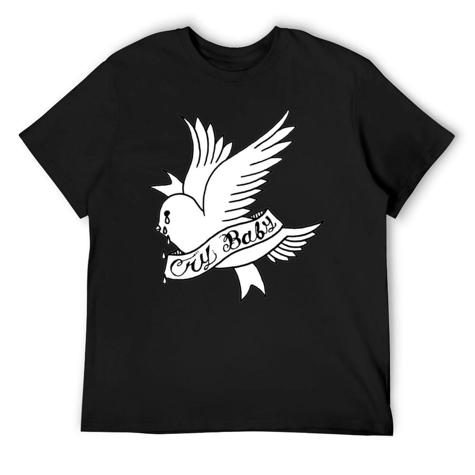 

Lil Peep Cry Baby Bird holding Banner T-Shirt anime tshirt sports fans shirts graphic tee plain fitted t shirts for men 4XL