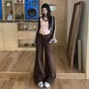 Women's Khaki Wide-Leg High-Waisted Slimming Floor-Length Jeans - 2025 Autumn/Winter Collection