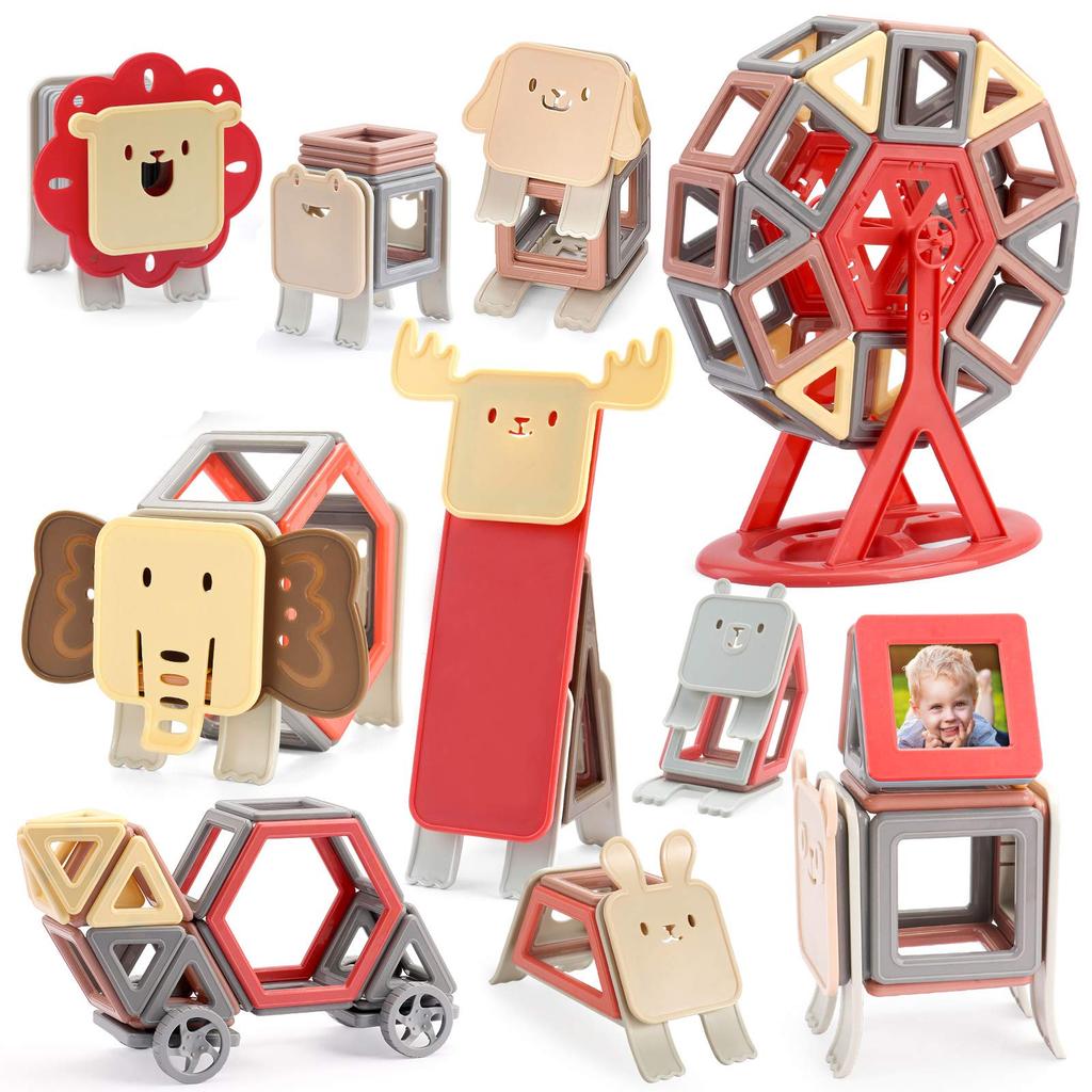 AOMIKS Magnetic Forest Building Magnetic Magnetic Magnetic Educational Model Kindergarten Baby Christmas Storage Case Included Blocks, Animals,